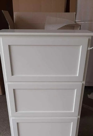  scarpiera 5 ante ribalta arte povera legno bianco 79x30x210 (1282) - Mobili 2G