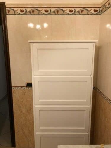  scarpiera 5 ante ribalta arte povera legno bianco 79x30x210 (1282) - Mobili 2G