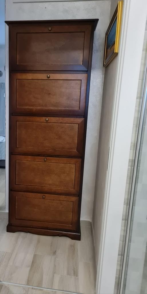 Scarpiera 5 ante ribalta arte povera legno tinta noce 79x30x210 (282) - Mobili 2G