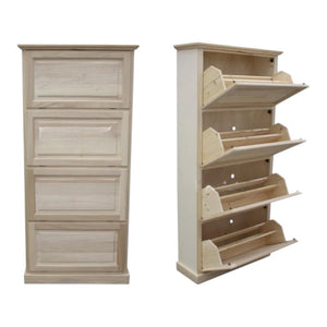 Scarpiera classica in legno 4  ribalte grezzo l.80 p.30 h.170 (1220) - Mobili 2G