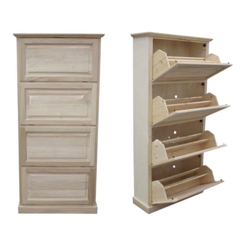 Scarpiera classica in legno 4  ribalte grezzo l.80 p.30 h.170 (1220) - Mobili 2G