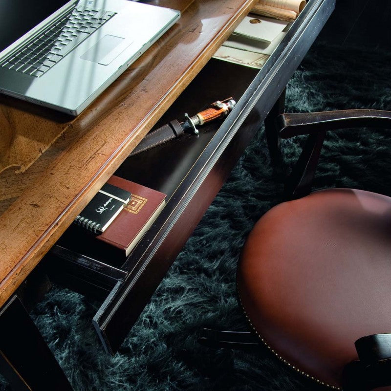 Scrivania 1 cassetto intarsio legno shabby 130x70x78 - Mobili 2G