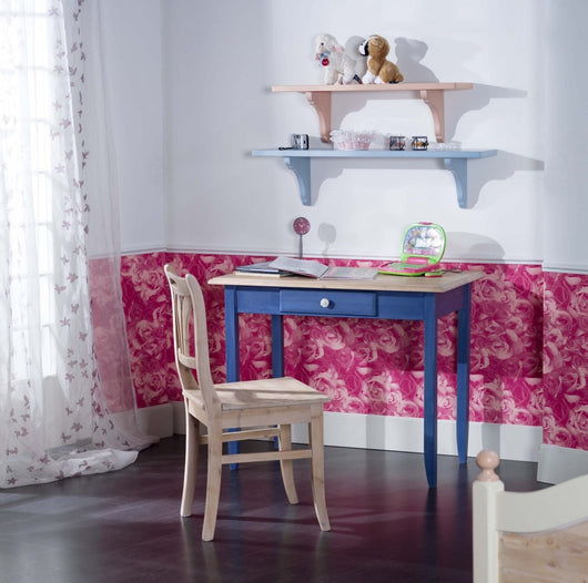 Scrivania 1 cassetto legno laccato blu 99x61x80 (2222) - Mobili 2G