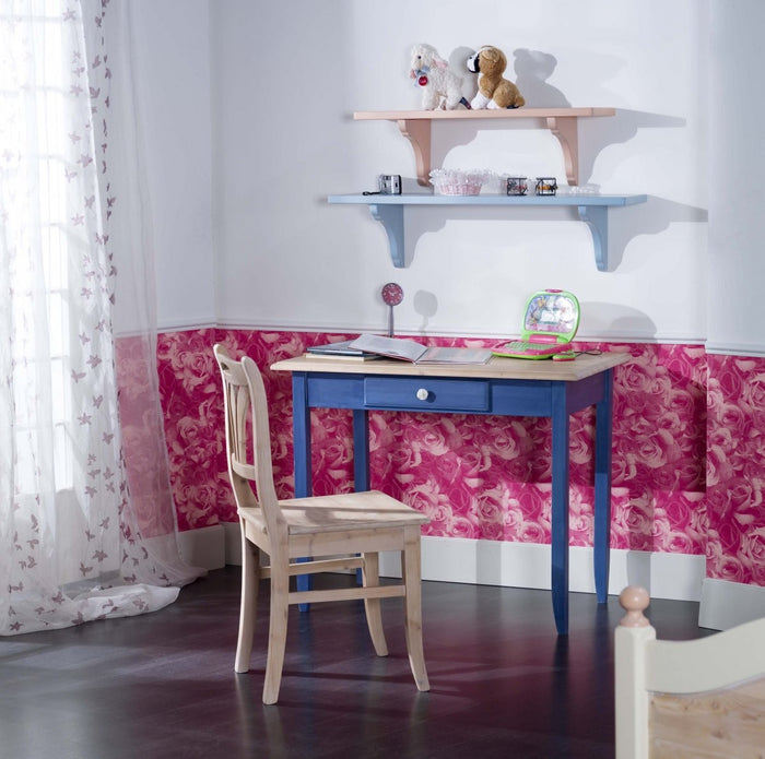 Scrivania 1 cassetto legno laccato blu 99x61x80 (2222) - Mobili 2G