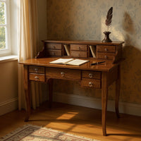 Scrivania 11 cassetti in legno arte povera tinta noce 120x57x104 - Mobili 2G