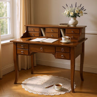 Scrivania 11 cassetti in legno arte povera tinta noce 120x57x104 - Mobili 2G