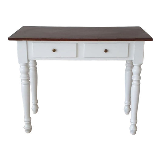 Scrivania 2 cassetti bicolore bianco noce tornita 105x55x78 - Mobili 2G