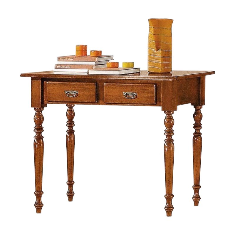 Scrivania 2 cassetti classica tinta noce tornita 105x55x78 - Mobili 2G