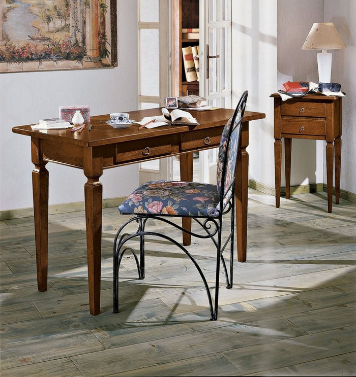 Scrivania 2 cassetti in legno massello grezzo l.120 p.58 h.79 (549) - Mobili 2G