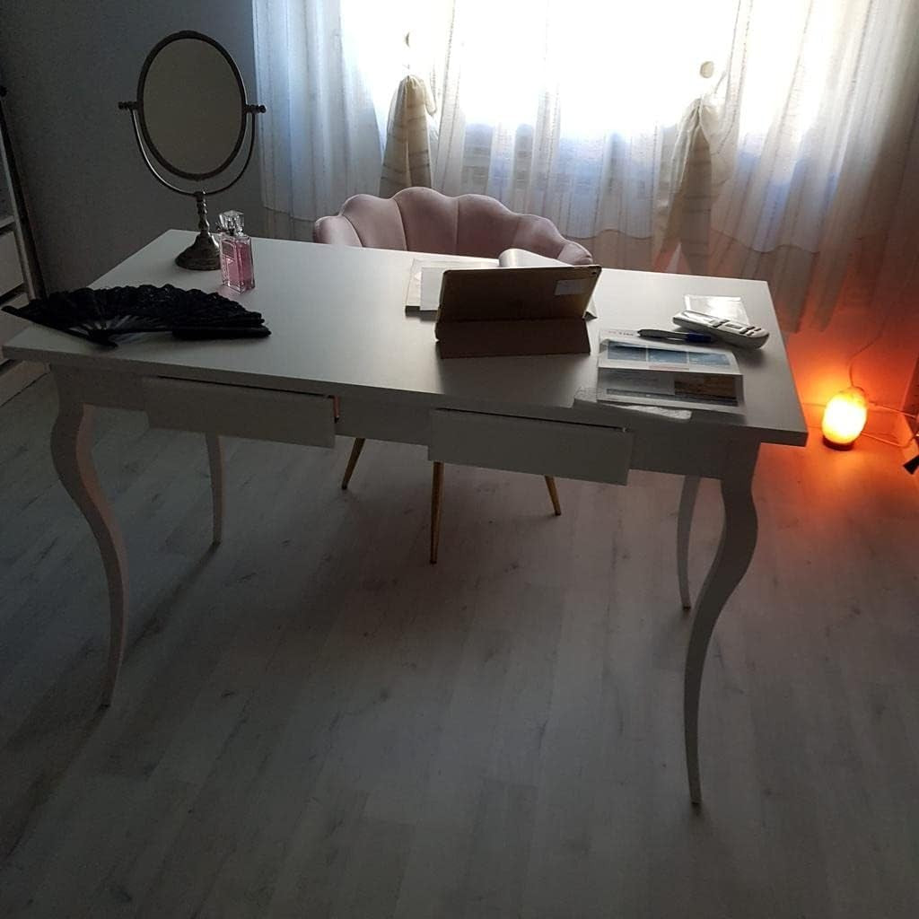 Scrivania 2 cassetti legno bianco arte povera 120x60x78 (1304) - Mobili 2G