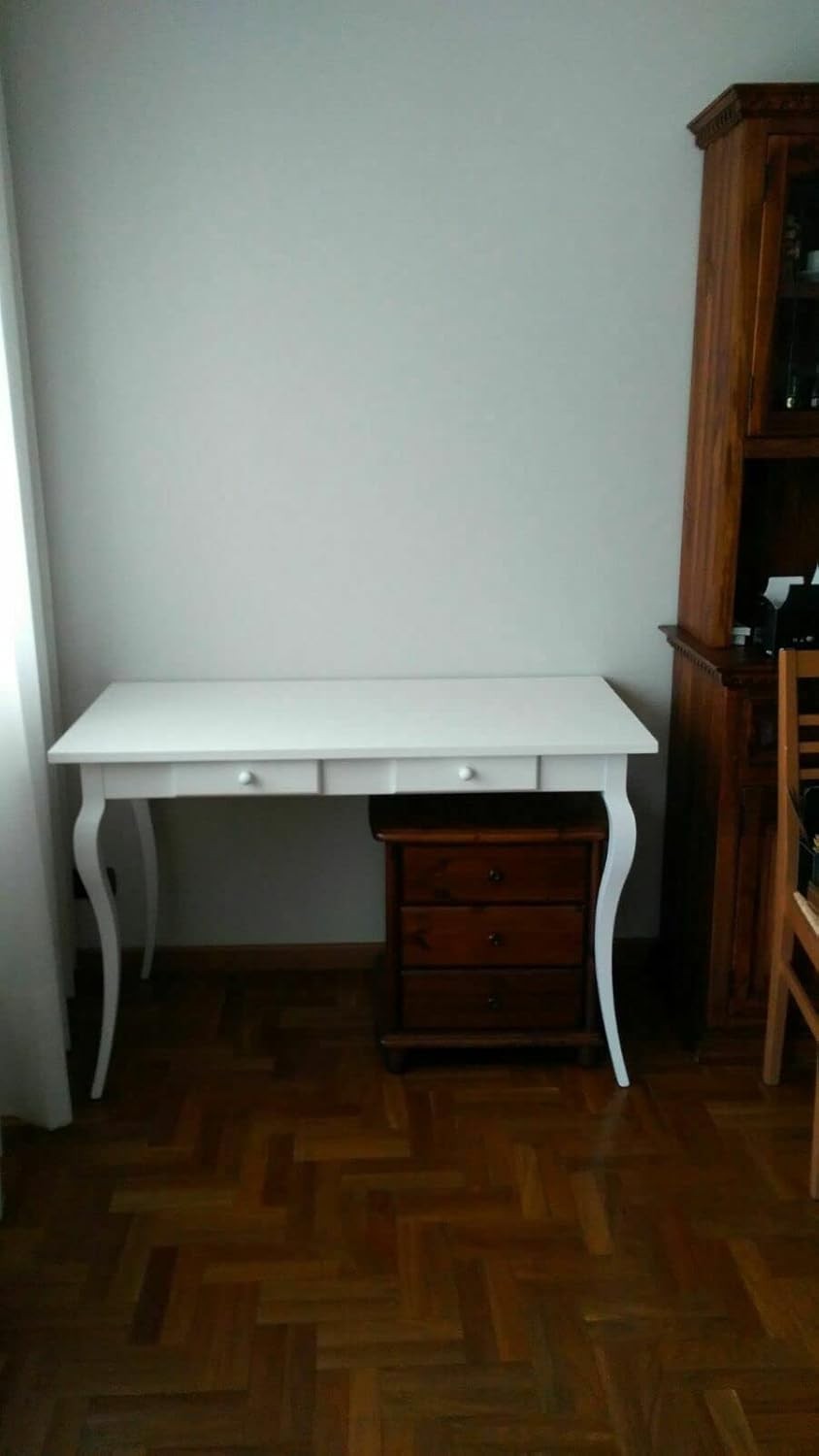 Scrivania 2 cassetti legno bianco arte povera 120x60x78 (1304) - Mobili 2G