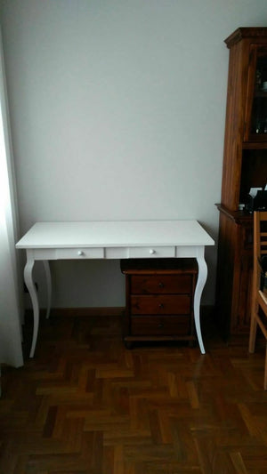 Scrivania 2 cassetti legno bianco arte povera 120x60x78 (1304) - Mobili 2G