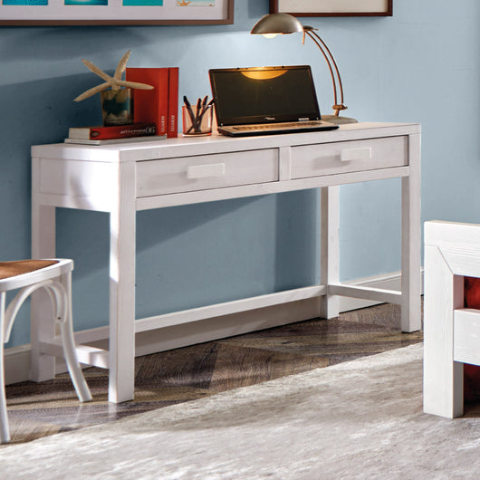 Scrivania 2 cassetti shabby bianco legno massello di abete 110x55x80 (3319) - Mobili 2G