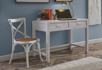 Scrivania 2 cassetti shabby bianco legno massello di abete 110x55x80 (3319) - Mobili 2G