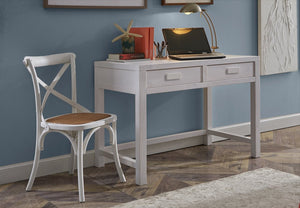 Scrivania 2 cassetti shabby bianco legno massello di abete 110x55x80 (3319) - Mobili 2G