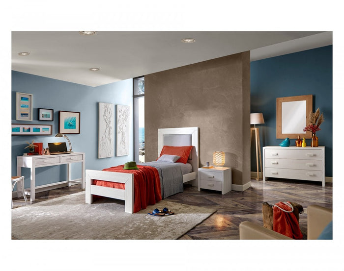 Scrivania 2 cassetti shabby bianco legno massello di abete 110x55x80 (3319) - Mobili 2G