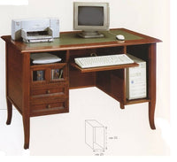 Scrivania 4 cassetti in legno arte povera tinta noce 130x74x81 (203) - Mobili 2G