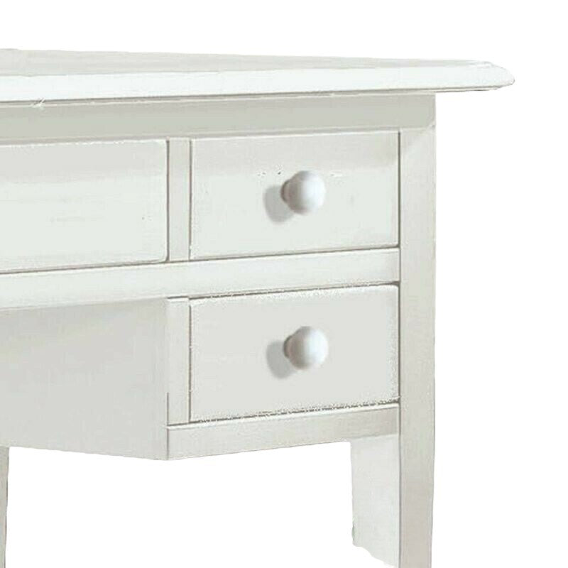 Scrivania 5 cassetti in legno arte povera bianco 105x56x81