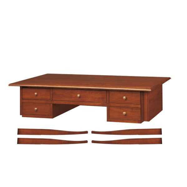 Scrivania 5 cassetti in legno arte povera tinta noce l.105 x p.56 x h.81