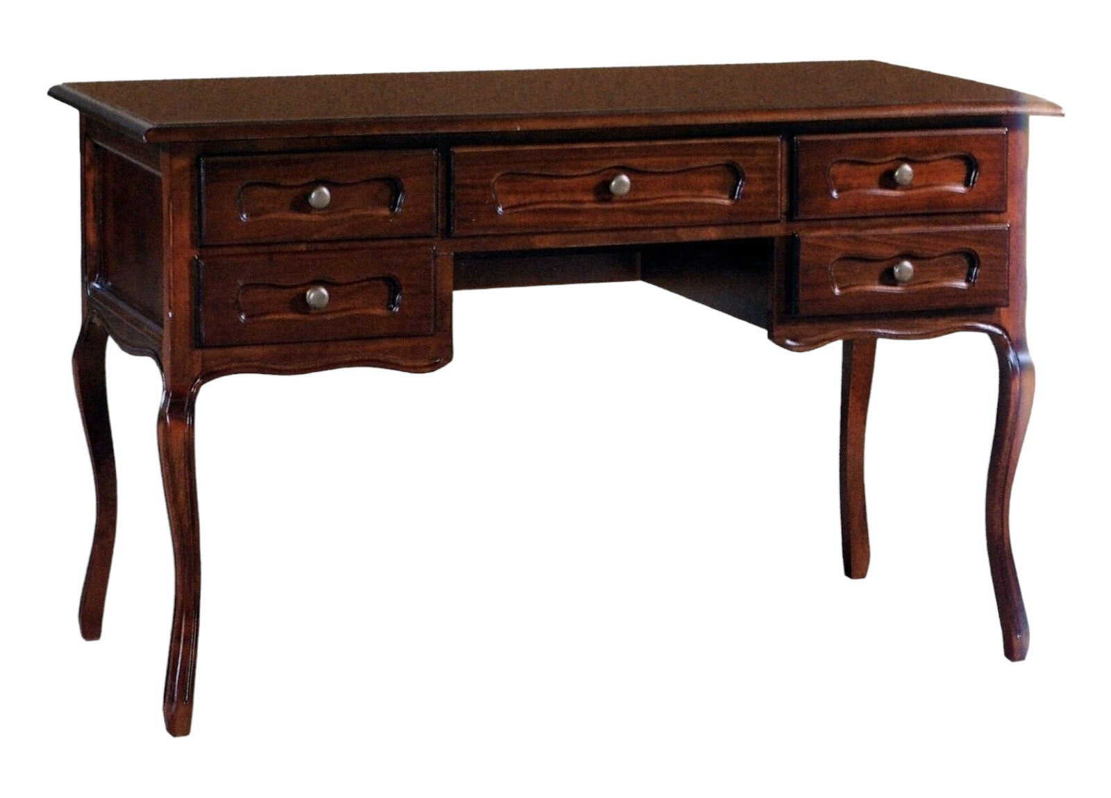 Scrivania 5 cassetti in legno tinta noce legno arte povera l.130 p.60 h.79