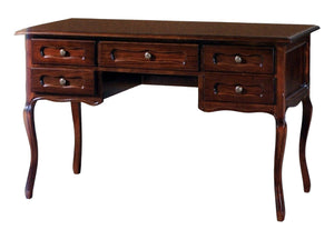 Scrivania 5 cassetti in legno tinta noce legno arte povera l.130 p.60 h.79