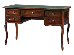 Scrivania 5 cassetti in legno tinta noce  piano in pelle l.130 p.60 h.79 - Mobili 2G