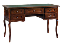 Scrivania 5 cassetti in legno tinta noce  piano in pelle l.130 p.60 h.79 - Mobili 2G