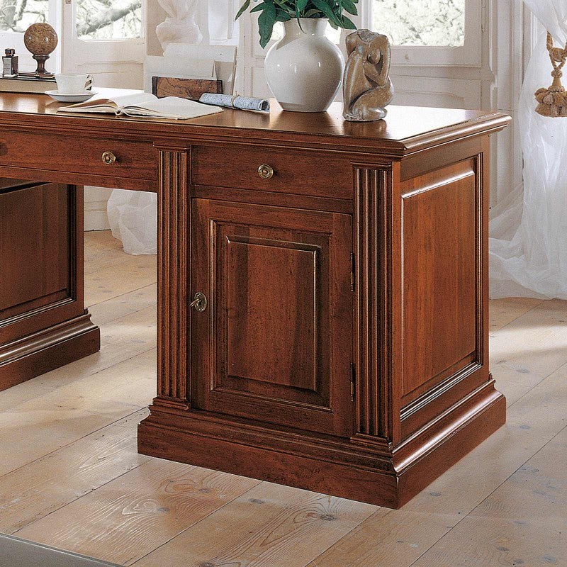 Scrivania 7 cassetti 1 porta legno tinta noce 185x80x80 - Mobili 2G