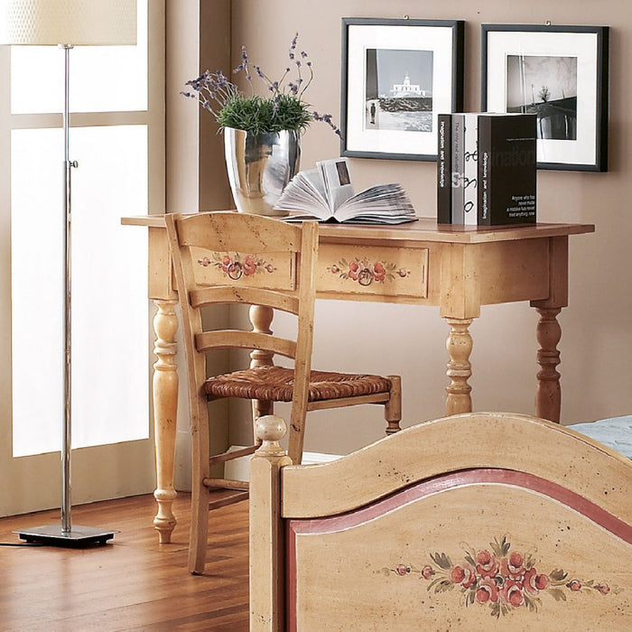  scrivania arte povera 2 cassetti legno shabby avorio rosso 105x55x80 (1426) - Mobili 2G