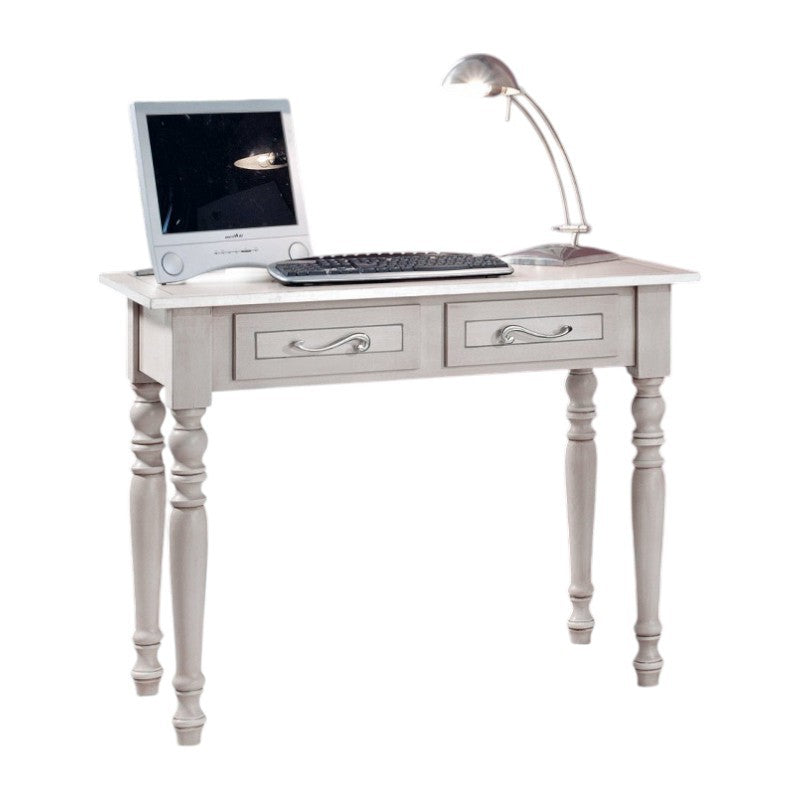 Scrivania arte povera 2 cassetti shabby grigio tortora 105x55x80 (1466) - Mobili 2G