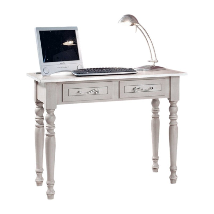 Scrivania arte povera 2 cassetti shabby grigio tortora 105x55x80 (1466) - Mobili 2G