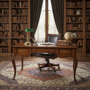 Scrivania arte povera 3 cassetti in legno tinta noce 150x75x80 - Mobili 2G