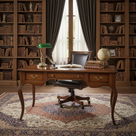 Scrivania arte povera 3 cassetti in legno tinta noce 150x75x80 - Mobili 2G