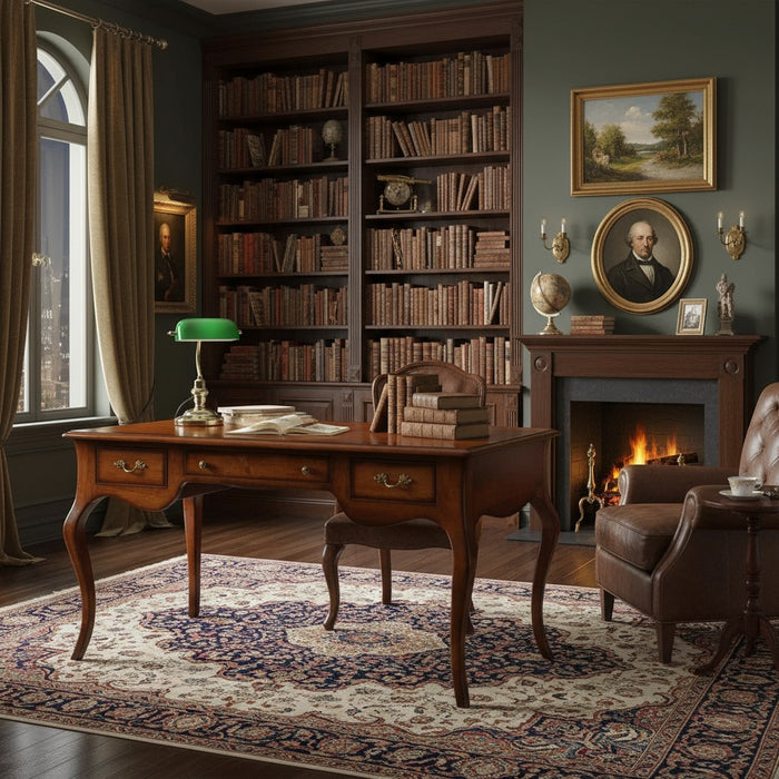 Scrivania arte povera 3 cassetti in legno tinta noce 150x75x80 - Mobili 2G