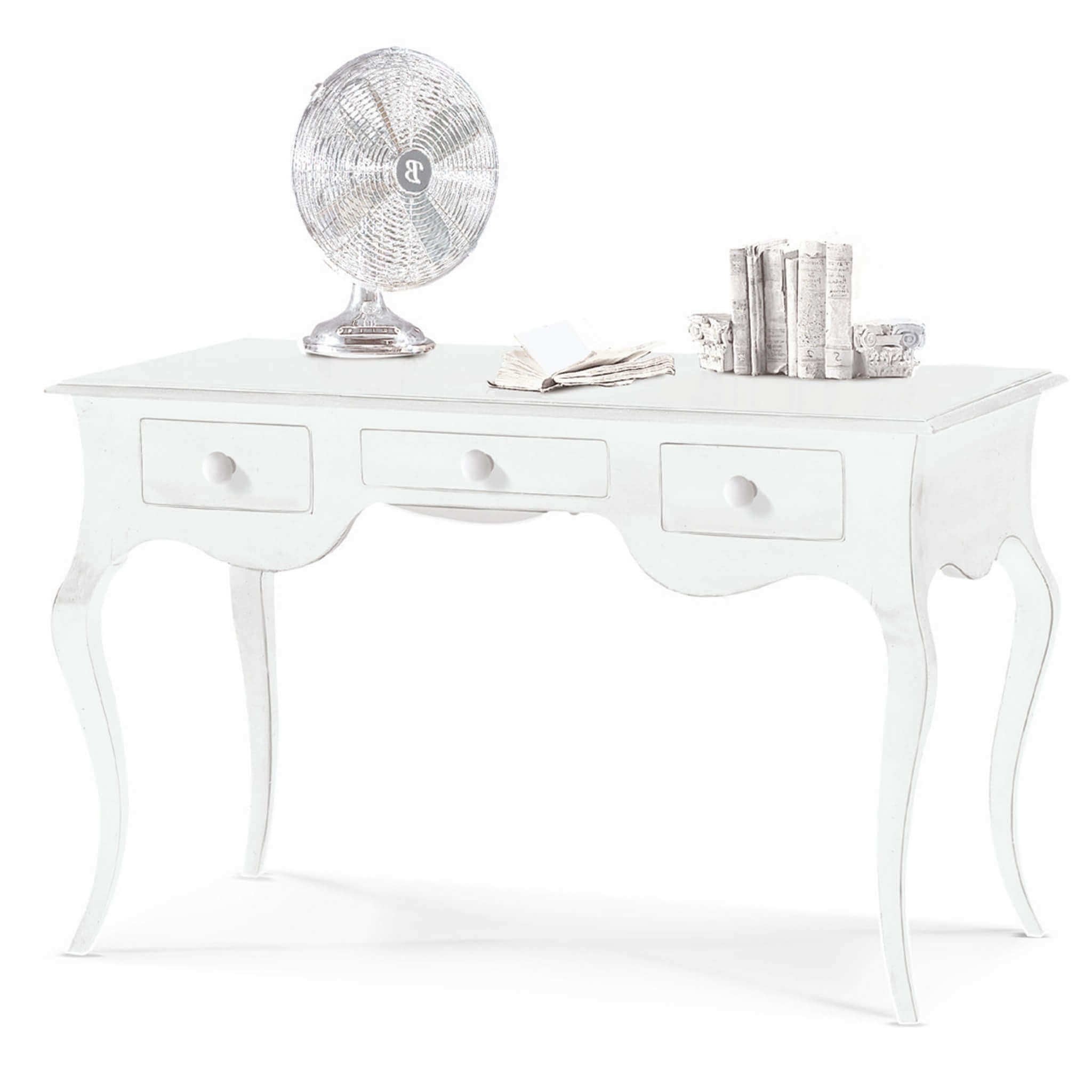 Scrivania arte povera 3 cassetti legno bianco 130x75x80 (1354) - Mobili 2G