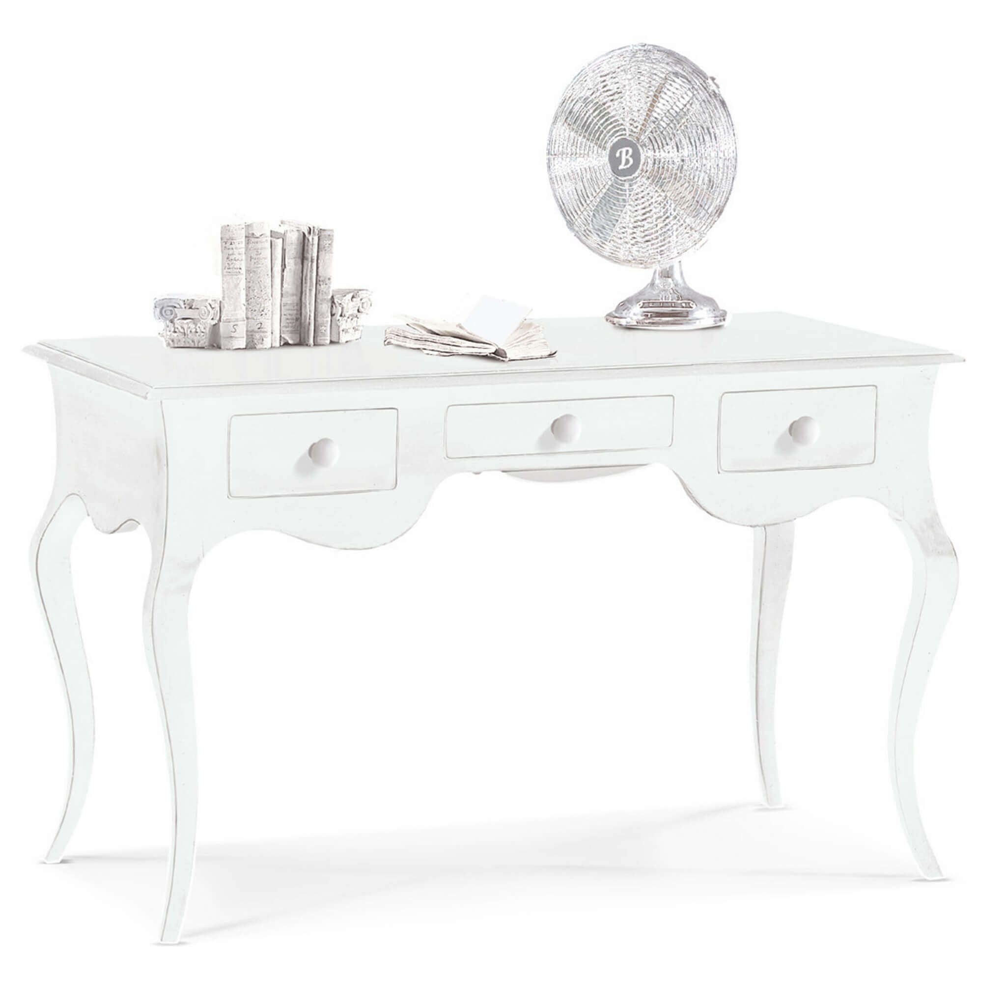 Scrivania arte povera 3 cassetti legno bianco 130x75x80 (1354) - Mobili 2G