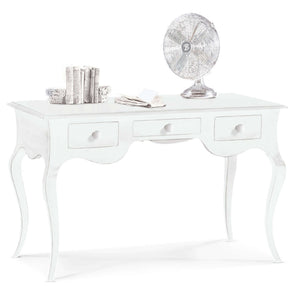 Scrivania arte povera 3 cassetti legno bianco 130x75x80 (1354) - Mobili 2G