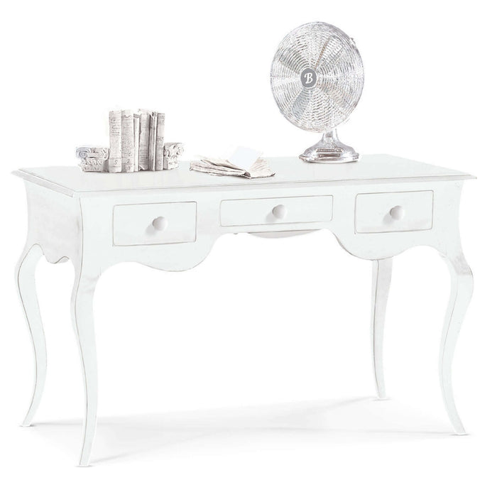 Scrivania arte povera 3 cassetti legno bianco 130x75x80 (1354) - Mobili 2G