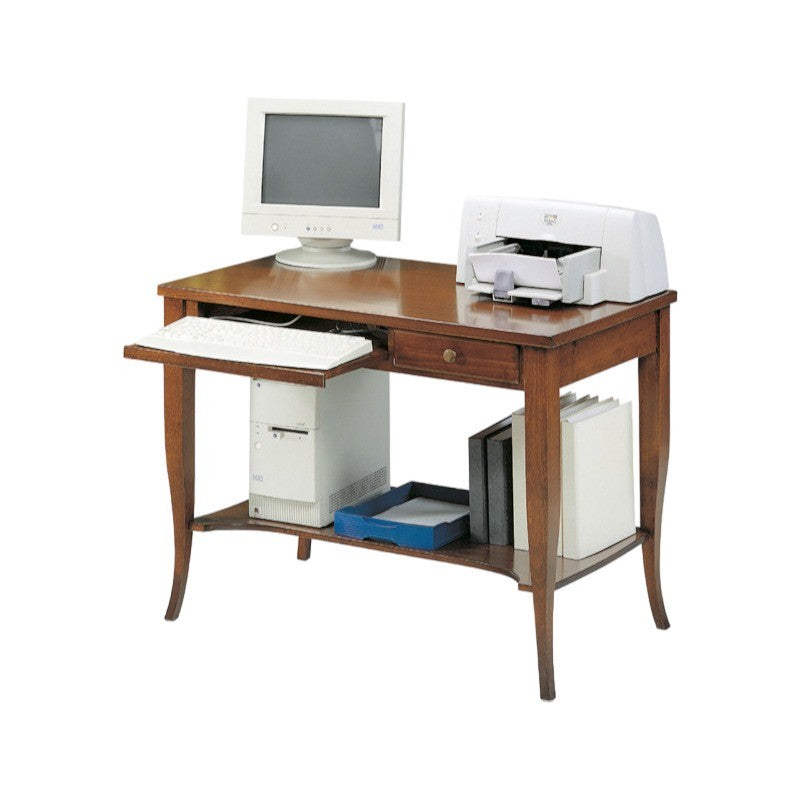 Scrivania arte povera in legno 1 cassetto tinta noce 105x60x78