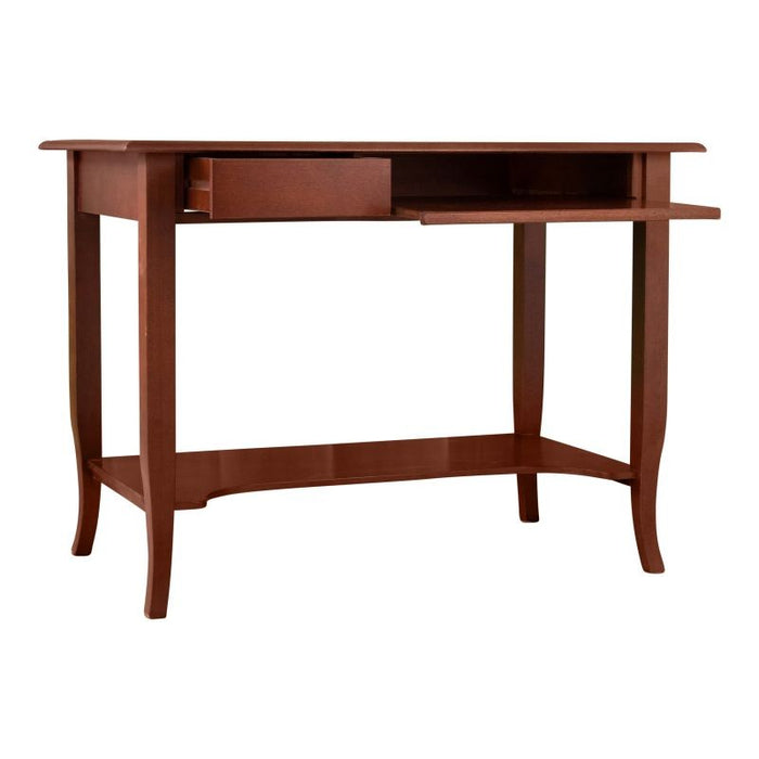 Scrivania arte povera in legno 1 cassetto tinta noce 105x60x78