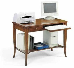 Scrivania arte povera in legno 1 cassetto tinta noce 105x60x78