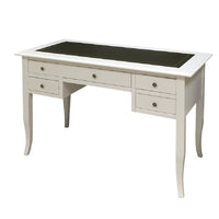 Scrivania arte povera legno bianco inserto ecopelle 130x65x81 - Mobili 2G