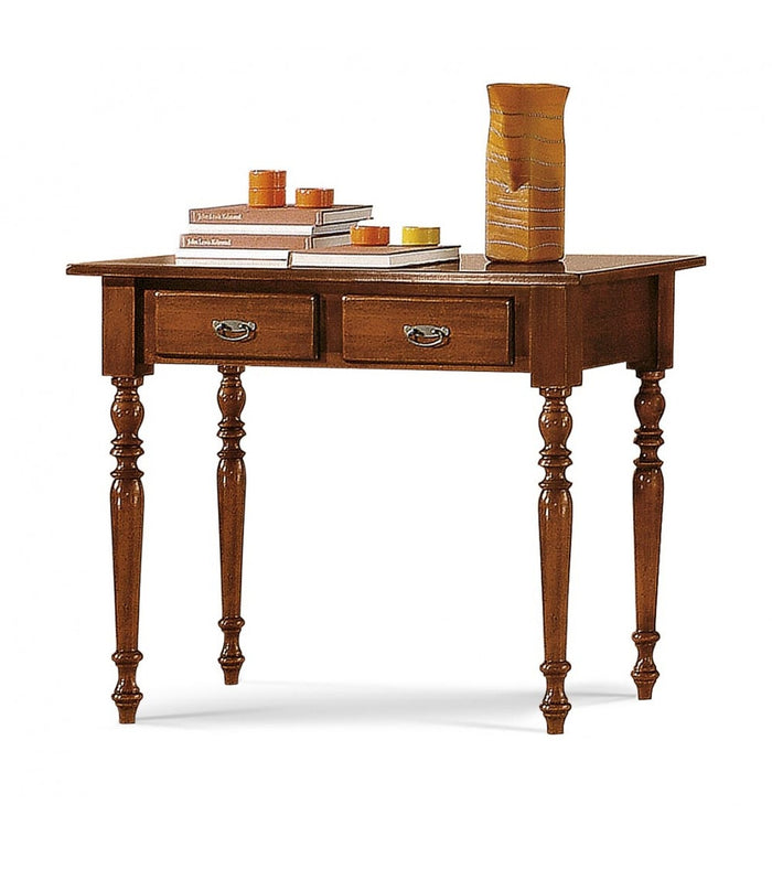 Scrivania classica 2 cassetti legno tinta noce 105x55x80