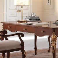 Scrivania classica 3 cassetti in legno tinta noce l.181 p.91 h.81 - Mobili 2G