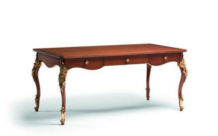 Scrivania classica 3 cassetti in legno tinta noce l.181 p.91 h.81 - Mobili 2G