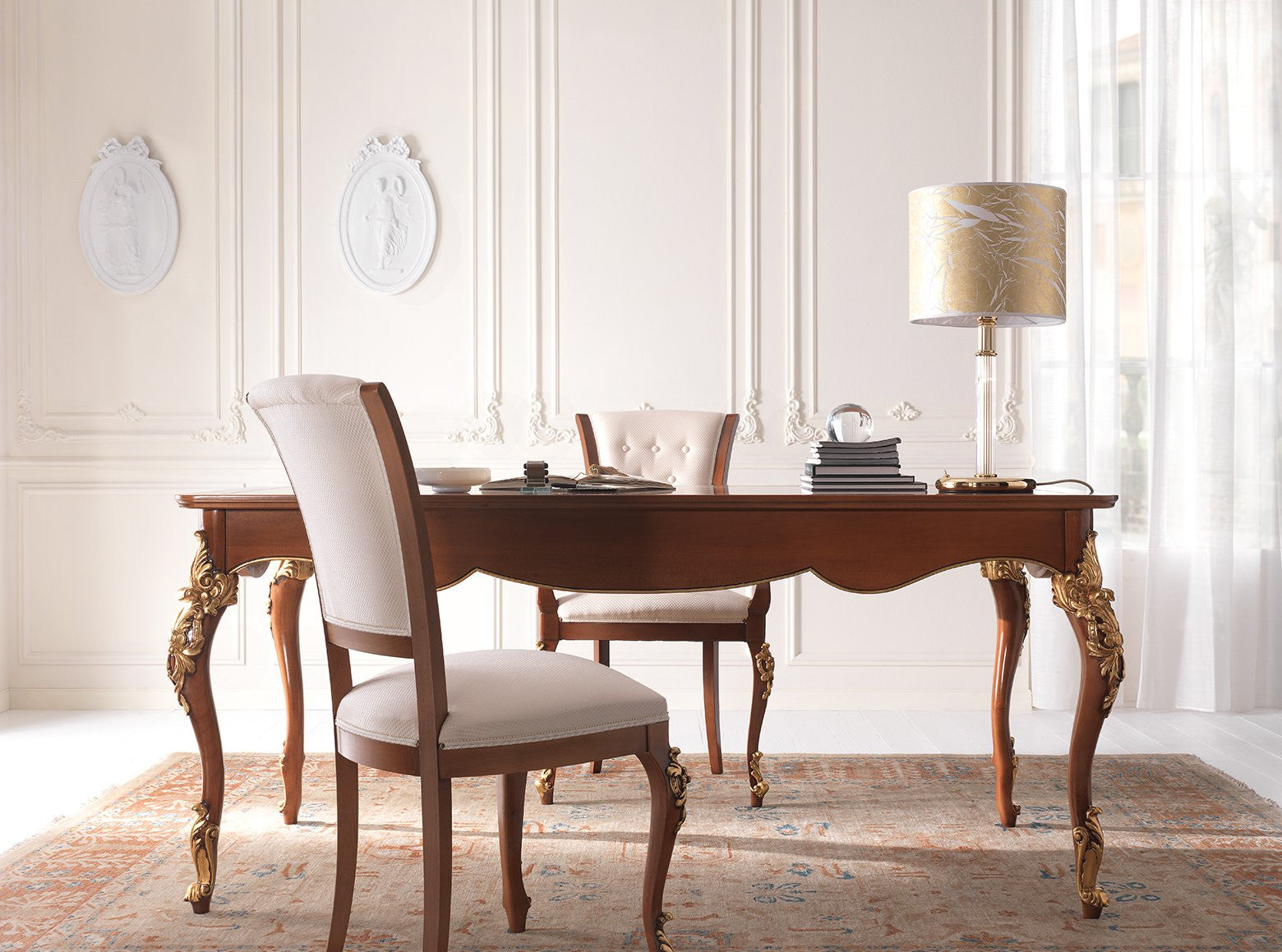 Scrivania classica 3 cassetti in legno tinta noce l.181 p.91 h.81 - Mobili 2G