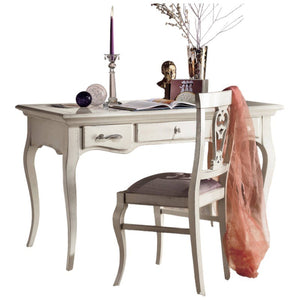 Scrivania classica 3 cassetti legno bianco shabby 130x70x78 - Mobili 2G