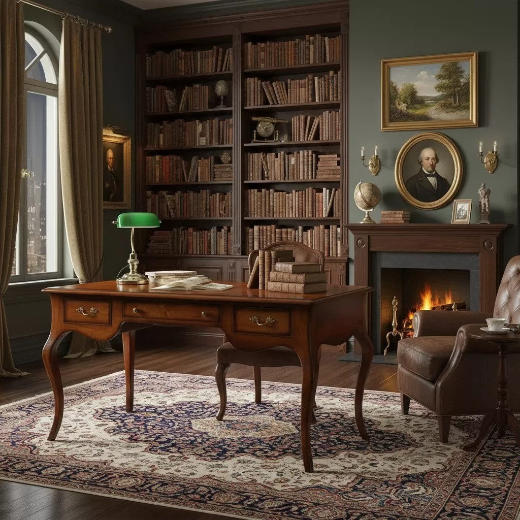 Scrivania classica 3 cassetti legno tinta noce 130x75x80 - Mobili 2G