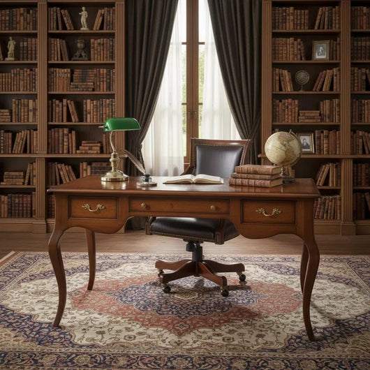 Scrivania classica 3 cassetti legno tinta noce 130x75x80 - Mobili 2G