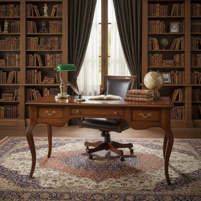 Scrivania classica 3 cassetti legno tinta noce 130x75x80 - Mobili 2G